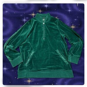 Liz Claiborne Green Velvet Zip Sweater